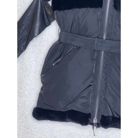 Samuele Cipriani Italian Designer Down Coat Short Sleeve Leather Cuffs Belt 42 6 - Picture 3 of 16